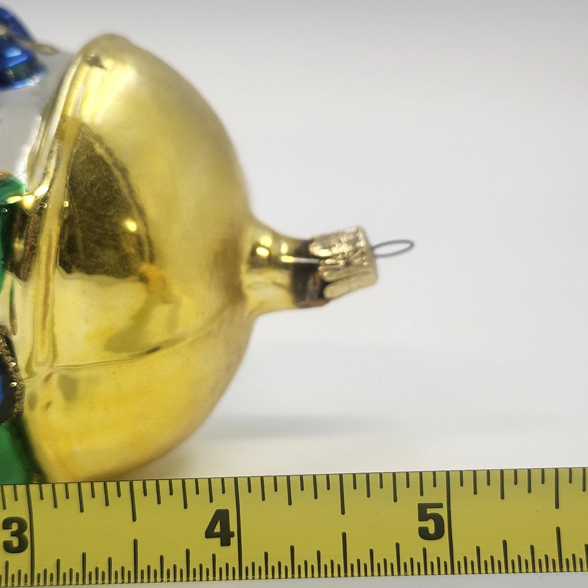 Hickory Dickory Dock Mouse Clock Blown Glass Christmas Ornament 4.5" Cap & Tie