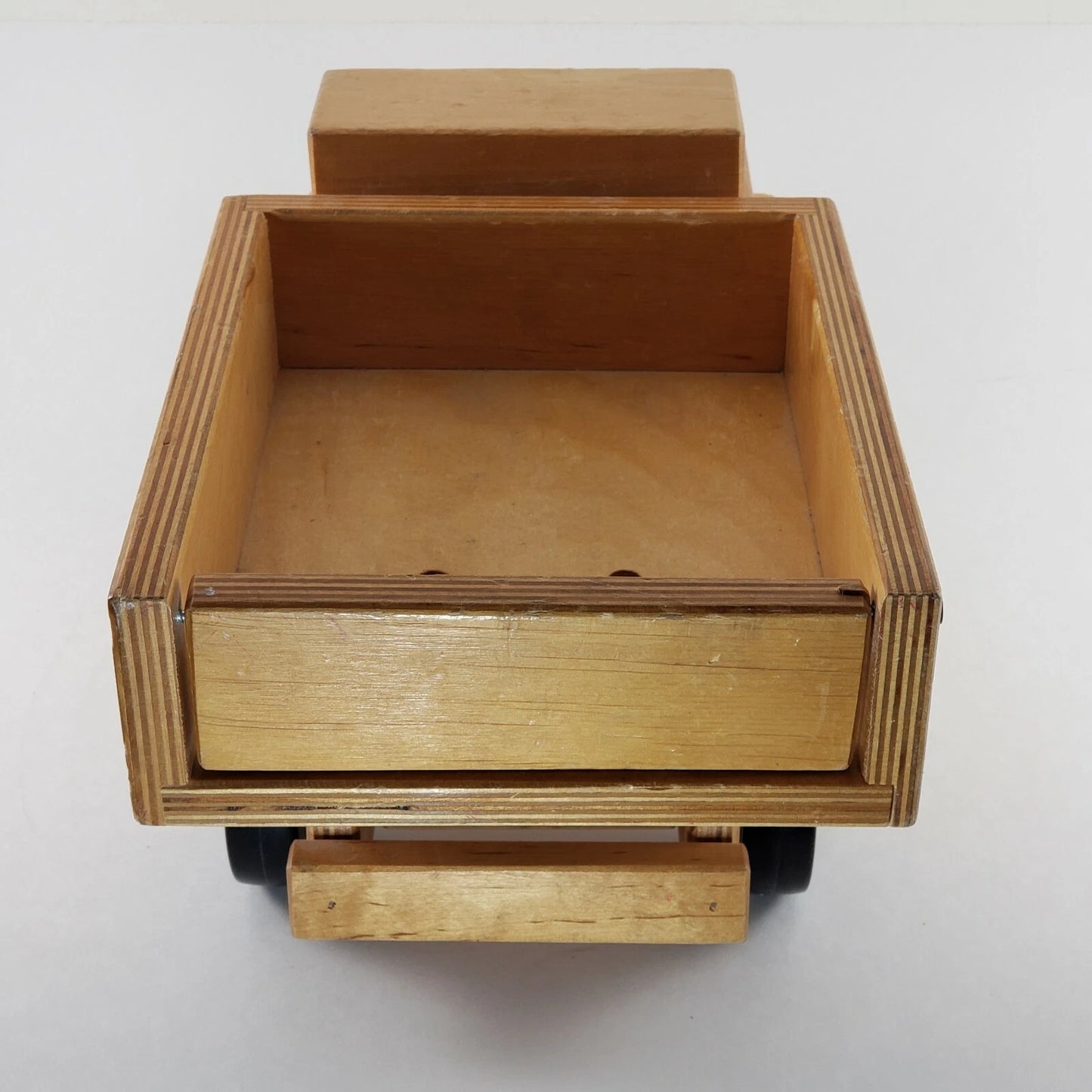 Handmade Natural Wooden Dump Truck 14" Maple Toy with Swinging Tailgate 3" Wheel