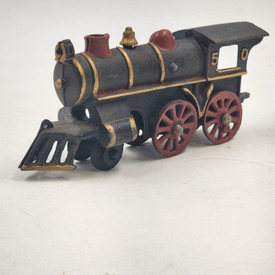 Locomotive Black Train 7.5"x3" Steam Engine 50 Red Wheels Cast Iron Collectible