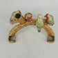 Metal Enamel Crystal Parrot Pen & Business Card Holder Bird on Branch Desk Decor