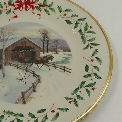 Lenox 2007 Annual Collector Christmas Plate 17th Series Numbered Covered Bridge