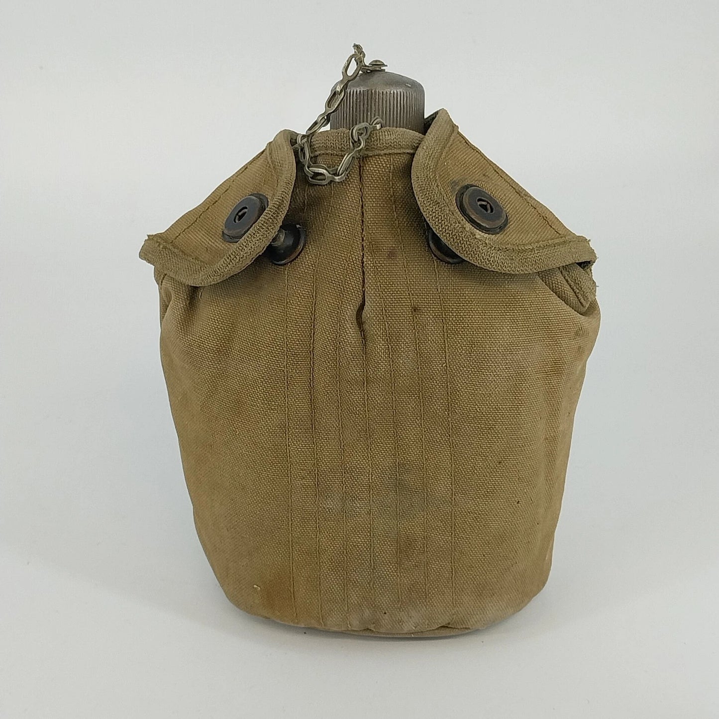US Military WWII Metal Water Canteen Canvas Cover Army Field Gear Vintage