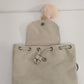 Beige Backpack Purse Faux Leather Bucket Bag Tassel Drawstring Flap Women's
