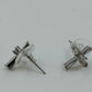 Silver Tone Cross Stud Earrings Clear Baguette Round Stones Religious Jewelry