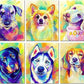 6 Pack DIY 5D Diamond Painting Dogs Art Kit Full Set Kids Adult Animals