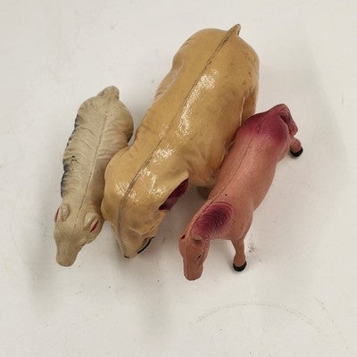 Lot of 7 Plastic Celluloid Blow Mold Animals Toy Figurines Vintage Japan 1950's