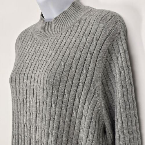 Studio Works Sweater Knit Grey Women's Cotton Long Sleeve Crew Neck Sz XL China