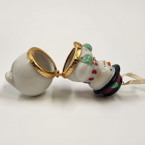 Hallmark Keepsake 1997 Christmas Ornament Porcelain Snowman Hinged Box Vintage