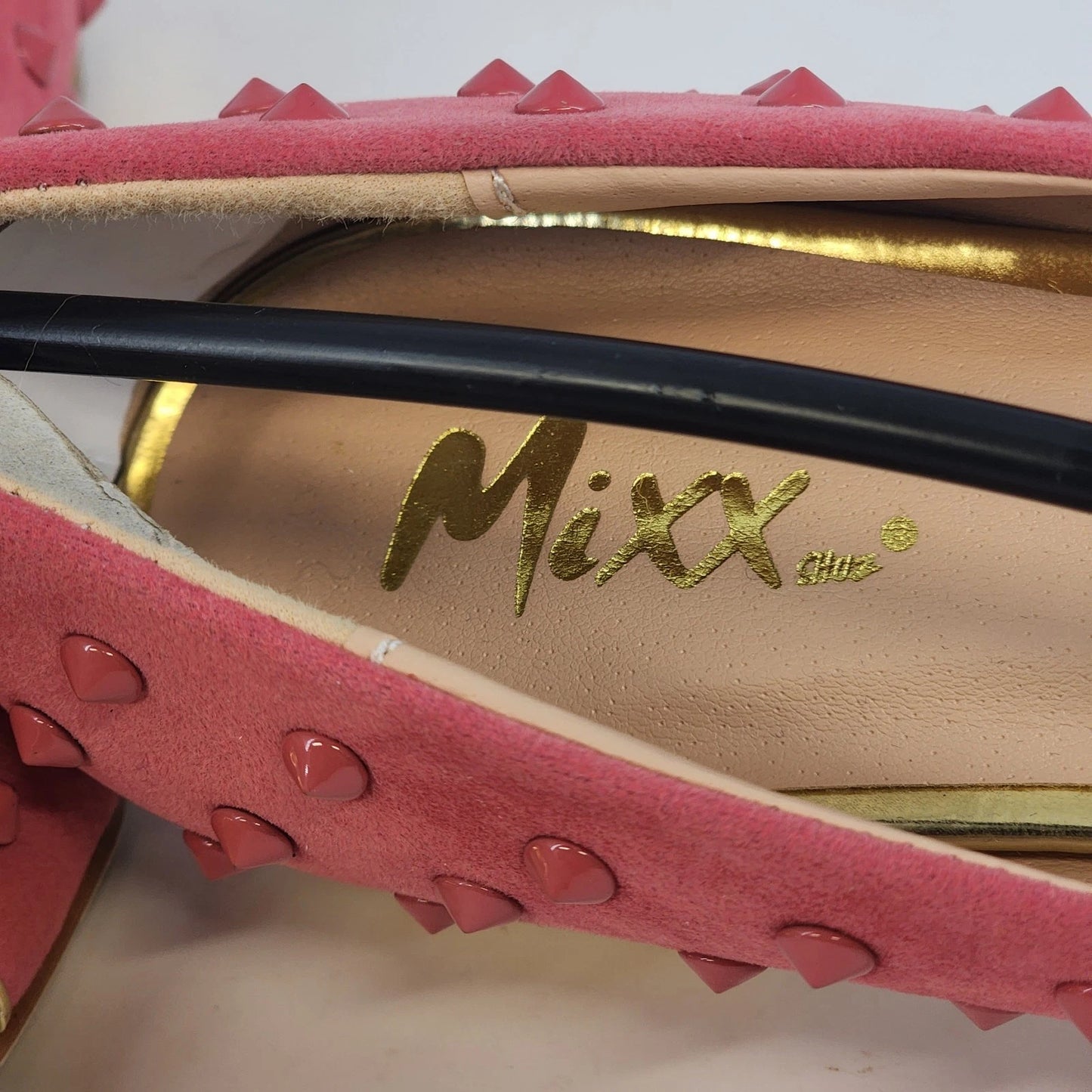 Mixx Shuz Robin Coral Suede Ballet Flats Gold Toe Women 8