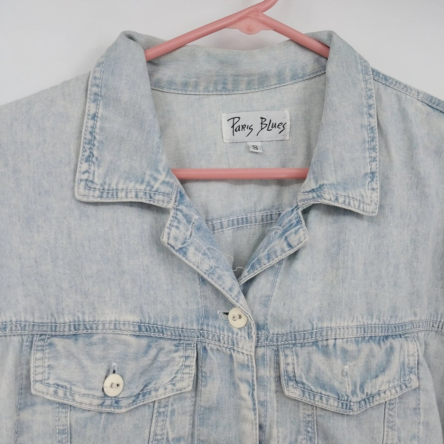 Paris Blues Cropped Denim Jacket Women's Small Light Wash Short Sleeve Button