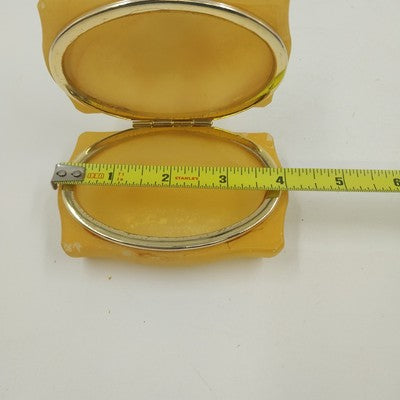 Genuine Alabaster Trinket Jewelry Box Hinged Lid 4" Hand Craft Italy George Good