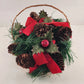 Christmas Basket Wicker Centerpiece Pinecones Holly Berries Greenery 8" China