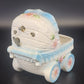 Ardco Japan Ceramic Baby Carriage Music Box Pink & Blue Nursery Decor 6" Works