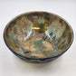 Ochre Green Glazed Pottery Bowl Basket Weave Outer Design Ceramic Lusterware 12"