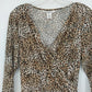 Christine Women's Leopard Faux Wrap Stretch Midi Dress Brown Black XL