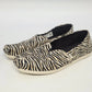 Toms Alpargata Women's 8 Canvas Slip On Flats Black Cream Zebra Cheetah Print