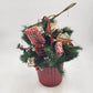 Pine Basket Christmas Centerpiece 15" Pinecone Greenery w Gifts & Music Symbols