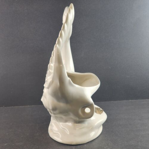 White Ceramic Swan Planter by Maddux of CA 1950s Bracket for Adding Light 12"h