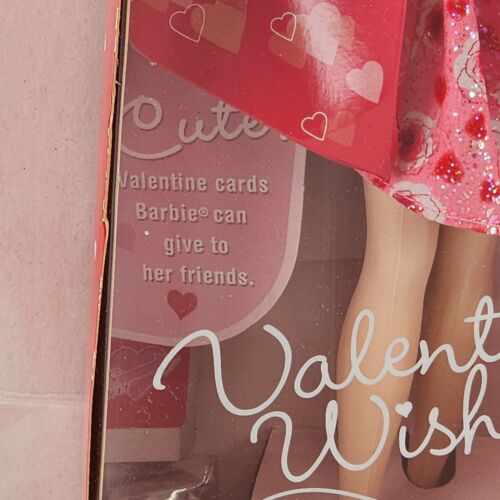 2001 Valentine Wishes Barbie Doll New Vintage Mattel Boxed NIB Hearts Pink Dress