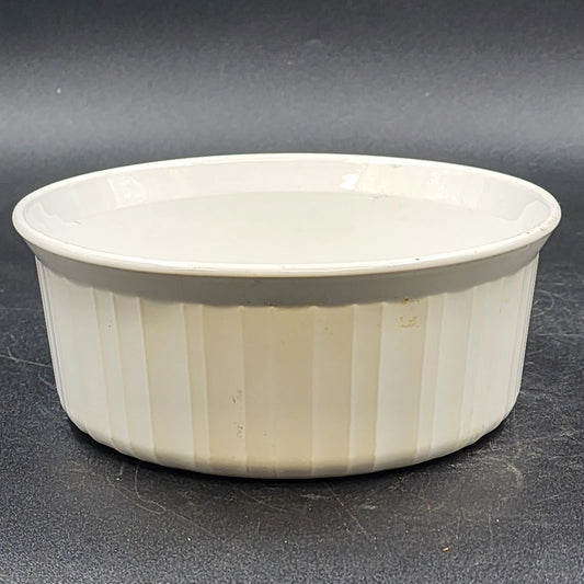 Corning Ware Round Casserole Dish French White F5B 1.5 Quart Soufflé Stoneware