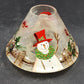 Yankee Candle Large Jar Shade Clear Crackle Glass Snowmen Cardinal Gold Trim