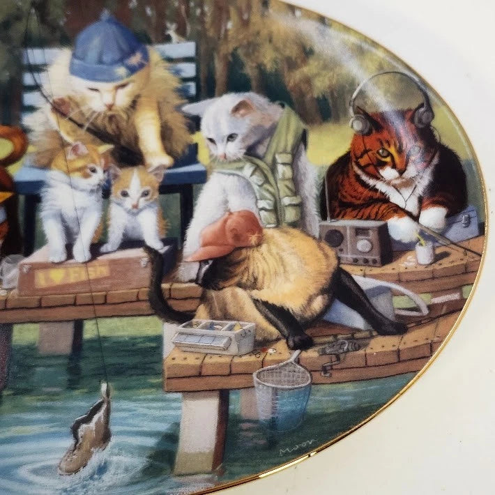 Franklin Mint Puss 'N Boot Bryan Moon Fine Porcelain Plate Limited Edition COA