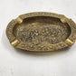 Bronze Brass Ashtray 5.5" Relief Solid Etched Casting Figures Ornate Oval Shape