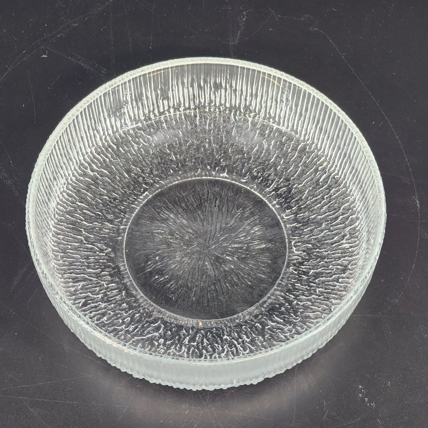 Indiana Glass Tree Bark Ice Textured Bowl 6.75 Inch Vintage