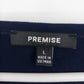 Premise Navy Long Sleeve Top Gold-Tone Stud Shoulder Women's L Vietnam