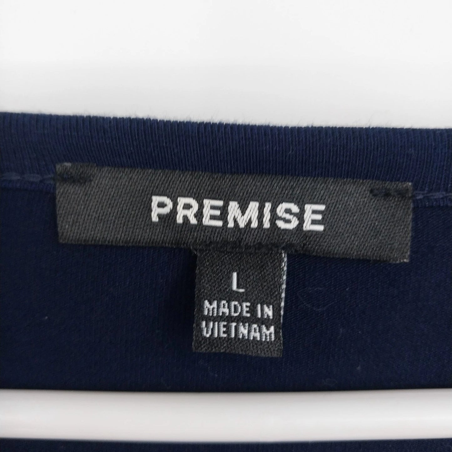 Premise Navy Long Sleeve Top Gold-Tone Stud Shoulder Women's L Vietnam