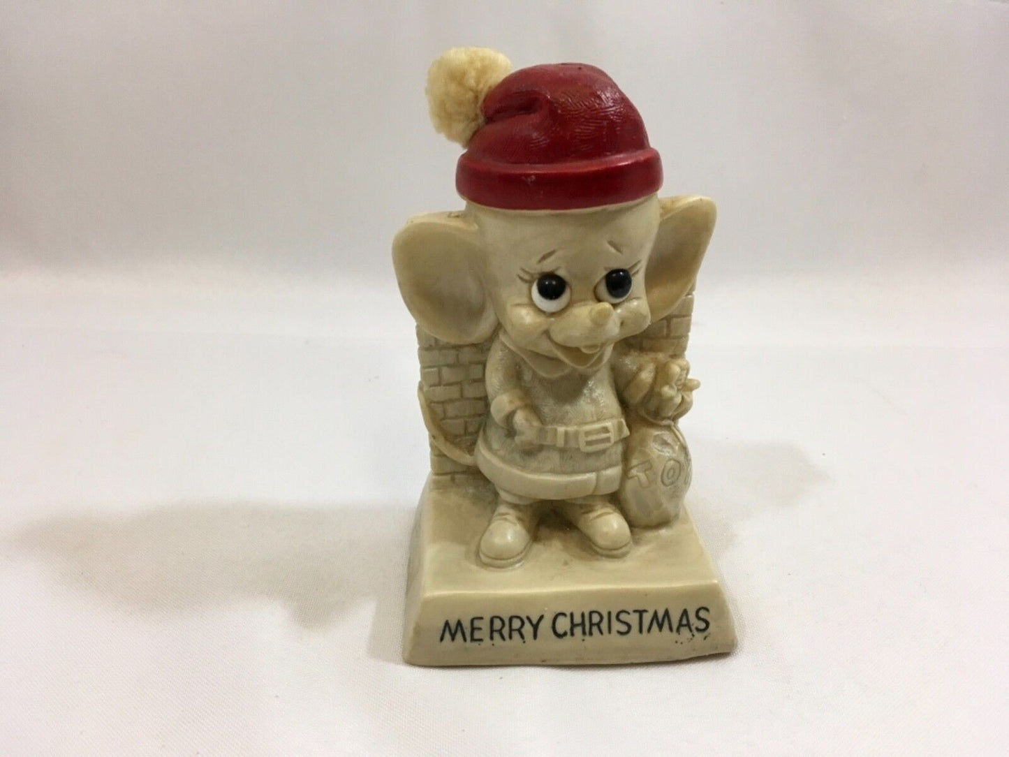 1969 Russ Berrie Wallace Merry Christmas Santa Mouse Molded Plastic Figure