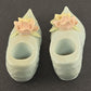 Ceramic Shoe Flowers Candle Stick Holder Pair Spring Roses Pink Japan 1950s VTG