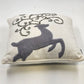 Mud Pie Pillow 13" Sq w Gray Beaded Bling Scrollwork Accent Christmas Reindeer