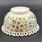 Challinor & Taylor Tree of Life Milk Glass Bowl 8" with a Lace Edge Hand Painted