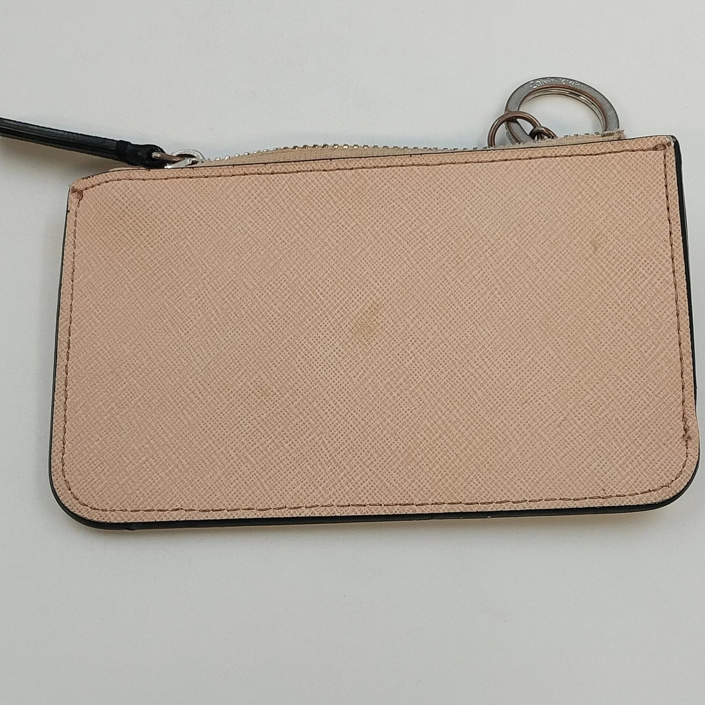 Calvin Klein Pink Blush Saffiano Leather Robot Face Key Ring Coin Purse
