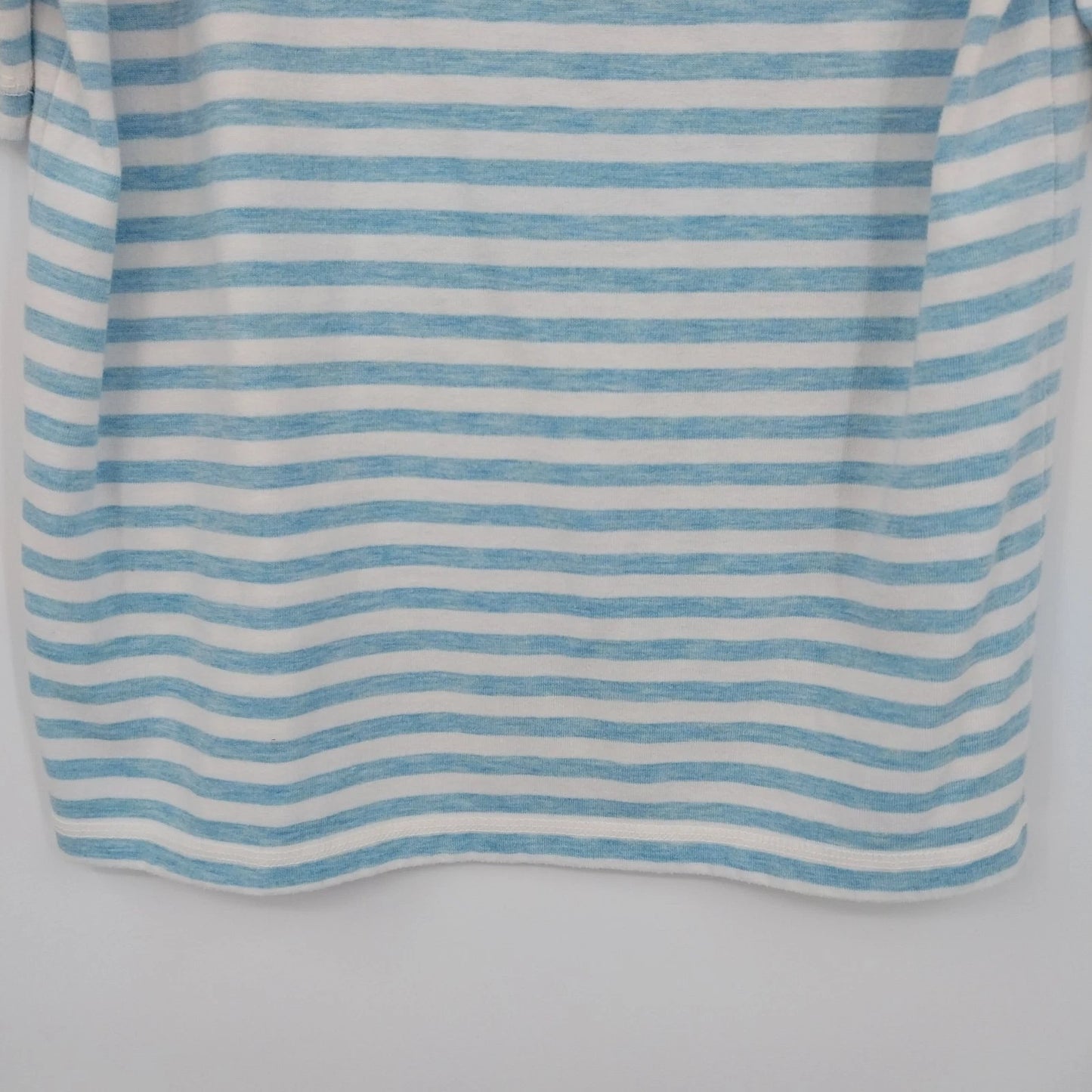 Palm Harbour Petite Striped Floral Embroidered Top T-Shirt Blue White Size P/S