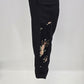 Knox Rose Gray Jogger Casual Cargo Pants Embroidered Floral Elastic Waist Large