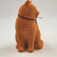 Flocked Orange Cat Figurine 7.25 Inch Fuzzy Ceramic Kitty 1960s 70s