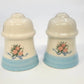 Floral Ceramic Salt Pepper Shakers Candle Holder Tray Set Cottage Taiwan Vintage