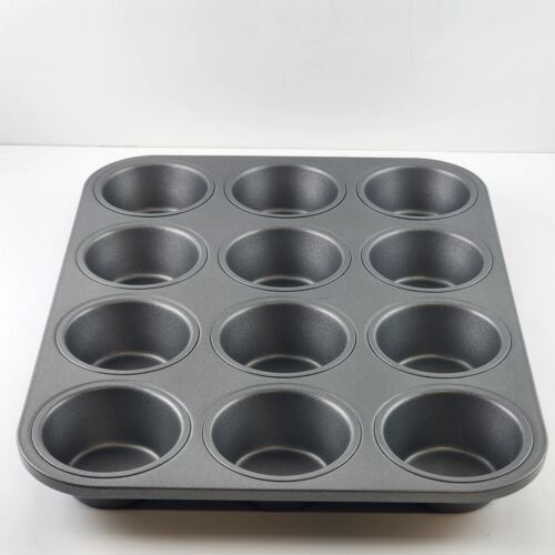 2 Cupcake Muffin Pans 12 Standard Cups Each Mold Tray Baking Non-Stick Bakeware