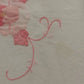 Handmade White Tablecloth Pink Applique Floral Embroidered Hemmed 96x66 Vintage