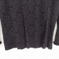 CDW Black Floral Rose Top Women Medium Lace Ruffle Neck Cuffs Long Sleeve USA