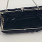 Black Evening Clutch Bag Leather Interior Minimalist Formal Handheld Purse Vtg