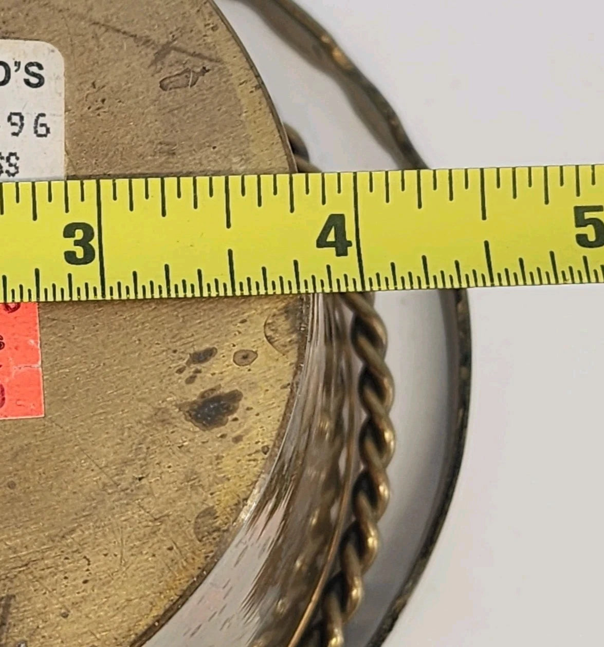 Kirklands Brass Bucket Basket 5" Rope Twist Around Body Tooled Handle Vintage