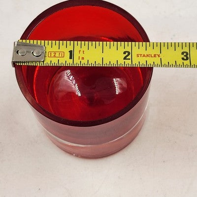 4 Red Flashed Short Highball Shot Glass Tea Lite Bubble Base 2.5"h Thick Barware