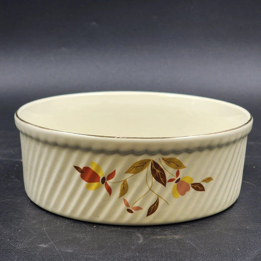 Autumn Leaf French Baker Bowl 3 Pint 7.75" Round Hall's Superior - Jewel Tea Vtg