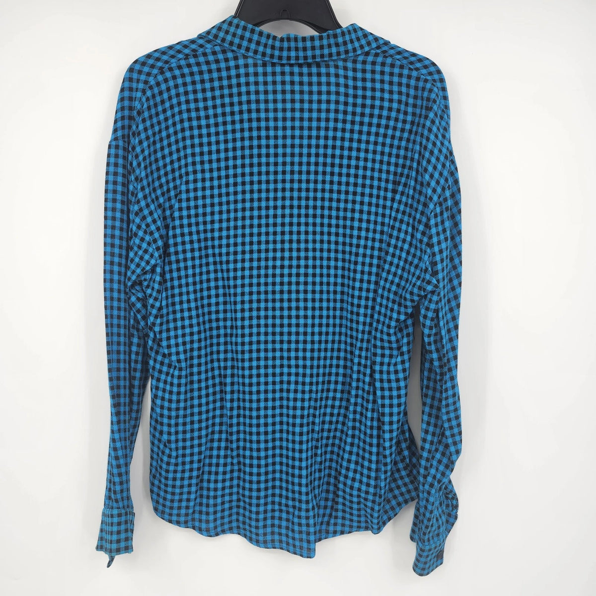 Canvasbacks Lutton & Horsfield Women's Small Blue Black Check Rayon Blouse
