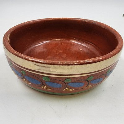 Mexican Terra Cotta Redware Pottery Hand Painted Nesting Bowl Clay Primitive