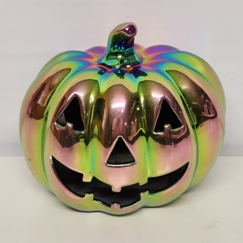 Martha Stewart LED Lighted Halloween Iridescent Pumpkin NWT 7" L x 5½" W x 6½"H