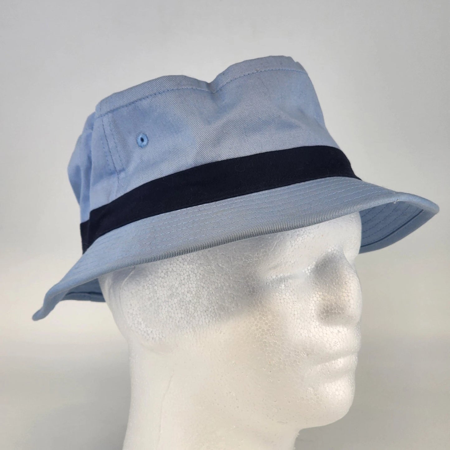 The Cap 2-Tone Cotton Twill Bucket Hat Light Blue Navy Hat Band S-M Summer Cap